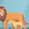 Diamond Painting Leeuw met welp voorbeeldafbeelding van het volledige ontwerp