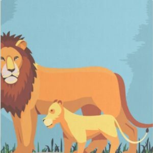 Diamond Painting Leeuw met welp voorbeeldafbeelding van het volledige ontwerp