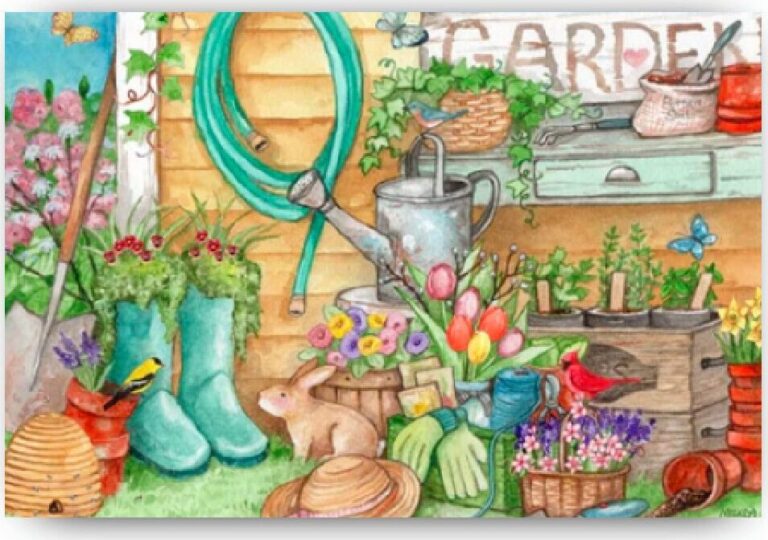 Diamond Painting Lente Tuinieren voorbeeldafbeelding van het volledige ontwerp