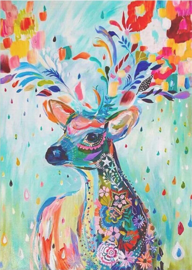 Diamond Painting Lente hert voorbeeldafbeelding van het volledige ontwerp