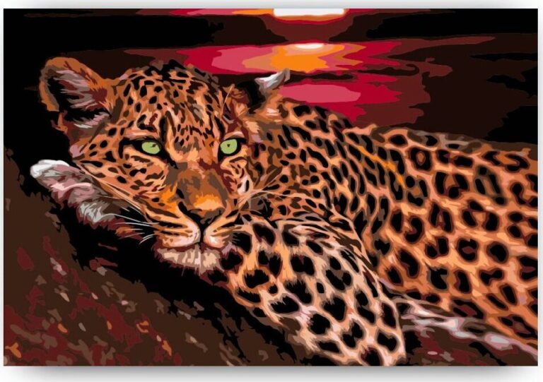 Diamond Painting Levhart voorbeeldafbeelding van het volledige ontwerp