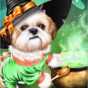 Diamond Painting Lhasa Apso voorbeeldafbeelding van het volledige ontwerp