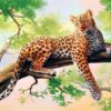 Diamond Painting Liggende luipaard voorbeeldafbeelding van het volledige ontwerp