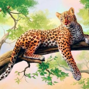 Diamond Painting Liggende luipaard voorbeeldafbeelding van het volledige ontwerp