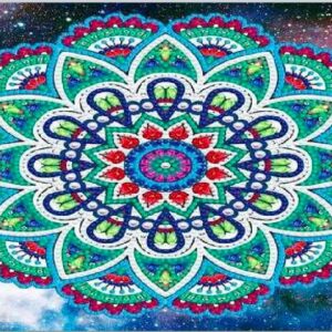 Diamond Painting Mandala Groen Rood voorbeeldafbeelding van het volledige ontwerp