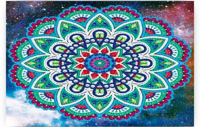 Diamond Painting Mandala Groen Rood voorbeeldafbeelding van het volledige ontwerp