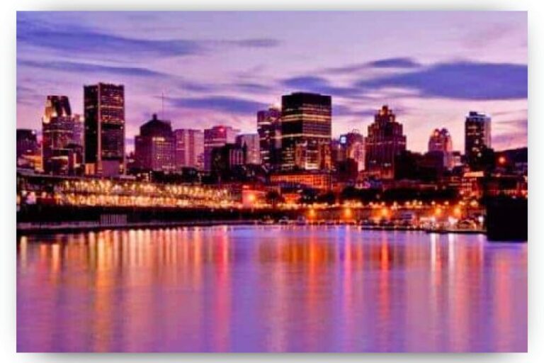 Diamond Painting Montreal bij nacht voorbeeldafbeelding van het volledige ontwerp