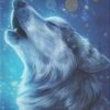 Diamond Painting Mooie Wolf Brullen voorbeeldafbeelding van het volledige ontwerp