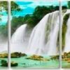 Diamond Painting Mooie waterval 3 luik voorbeeldafbeelding van het volledige ontwerp