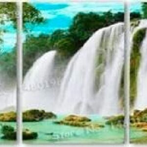 Diamond Painting Mooie waterval 3 luik voorbeeldafbeelding van het volledige ontwerp
