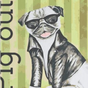 Diamond Painting Mopshond met bril voorbeeldafbeelding van het volledige ontwerp