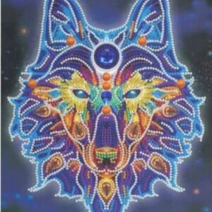 Diamond Painting Mystieke Wolf voorbeeldafbeelding van het volledige ontwerp
