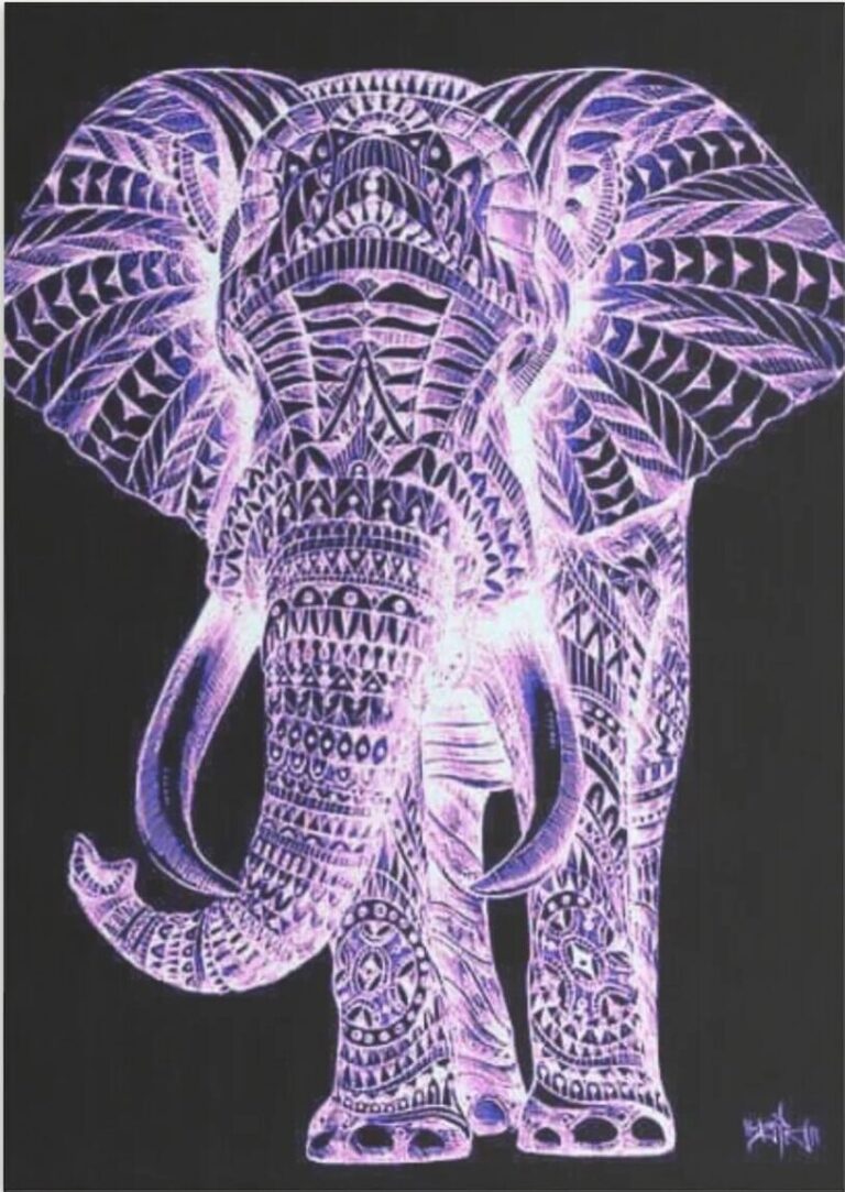 Diamond Painting Olifant Liefhebber voorbeeldafbeelding van het volledige ontwerp