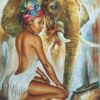 Diamond Painting Olifant met dame voorbeeldafbeelding van het volledige ontwerp
