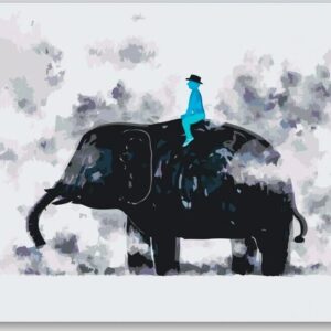 Diamond Painting Olifantenrit voorbeeldafbeelding van het volledige ontwerp