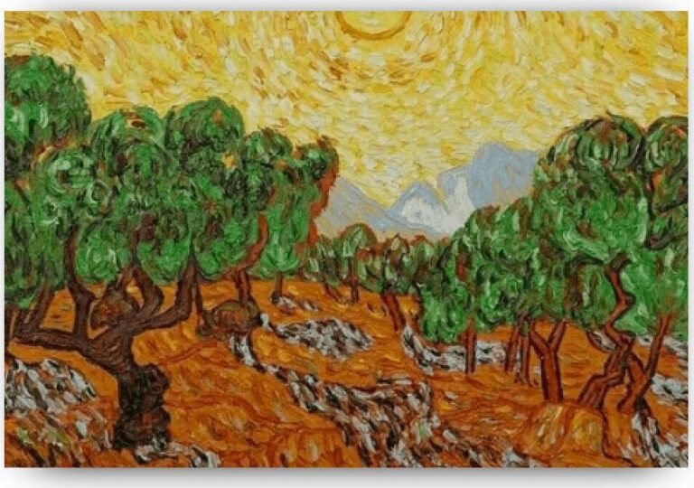 Diamond Painting Olijfbomen voorbeeldafbeelding van het volledige ontwerp