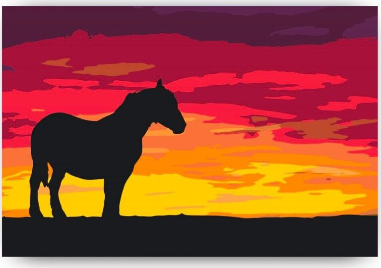 Diamond Painting Oorlogspaard voorbeeldafbeelding van het volledige ontwerp