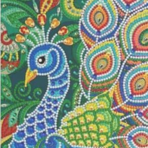 Diamond Painting Pauw Gekleurd voorbeeldafbeelding van het volledige ontwerp