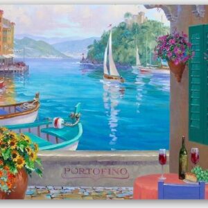 Diamond Painting Portofino-reflecties voorbeeldafbeelding van het volledige ontwerp