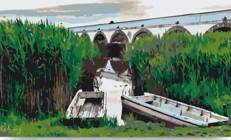Diamond Painting Pusta Nationaal Park Hortobagy voorbeeldafbeelding van het volledige ontwerp
