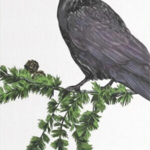 Diamond Painting Raaf op de tak voorbeeldafbeelding van het volledige ontwerp