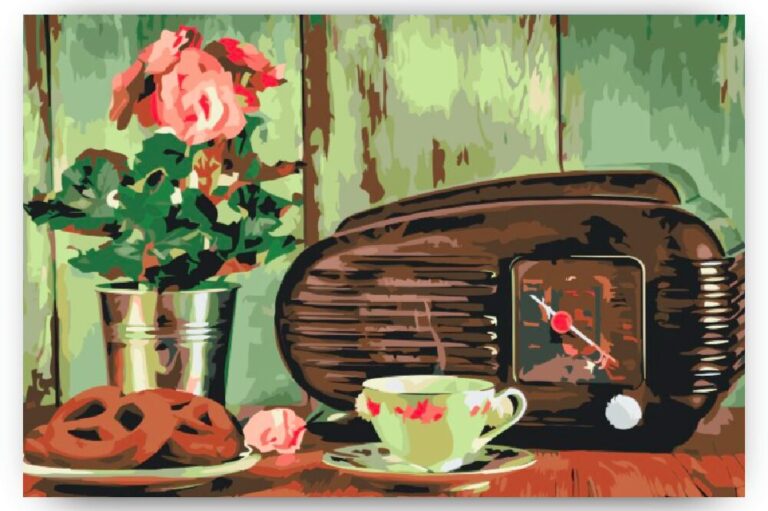 Diamond Painting Retroradio voorbeeldafbeelding van het volledige ontwerp