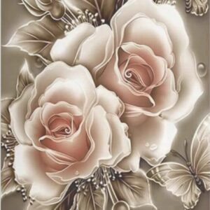 Diamond Painting Roos ontmoet vlinders voorbeeldafbeelding van het volledige ontwerp