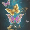 Diamond Painting Roze en gouden vlinders voorbeeldafbeelding van het volledige ontwerp
