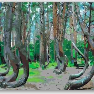 Diamond Painting Scheve Bos, Polen voorbeeldafbeelding van het volledige ontwerp