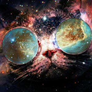 Diamond Painting Space Kat voorbeeldafbeelding van het volledige ontwerp