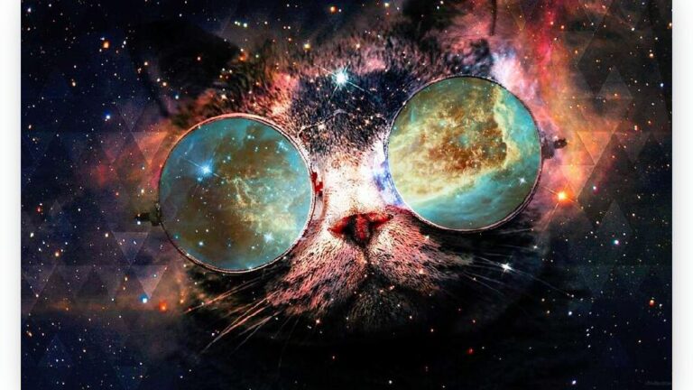 Diamond Painting Space Kat voorbeeldafbeelding van het volledige ontwerp