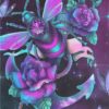Diamond Painting Spin met bloem en vlinder voorbeeldafbeelding van het volledige ontwerp