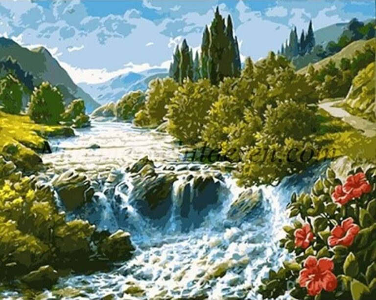 Diamond Painting Stromend riviertje voorbeeldafbeelding van het volledige ontwerp