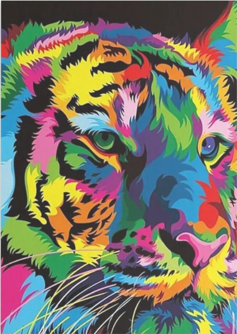 Diamond Painting Tijger gezicht voorbeeldafbeelding van het volledige ontwerp