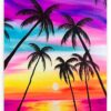 Diamond Painting Tropische zonsondergang voorbeeldafbeelding van het volledige ontwerp