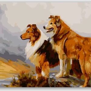 Diamond Painting Twee Prachtige Honden voorbeeldafbeelding van het volledige ontwerp