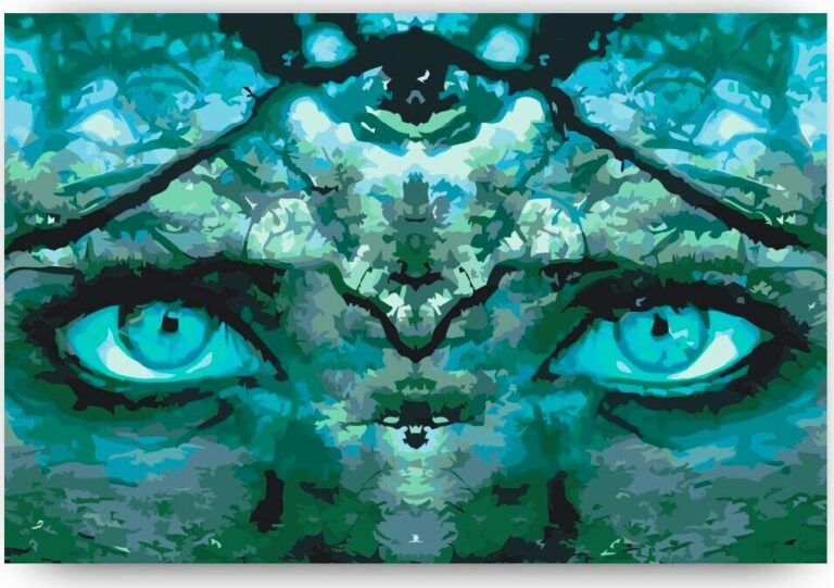 Diamond Painting Verborgen vrouw in het bos voorbeeldafbeelding van het volledige ontwerp