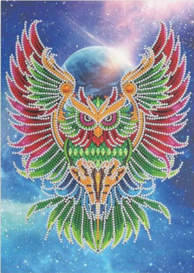 Diamond Painting Vleugels Uil voorbeeldafbeelding van het volledige ontwerp