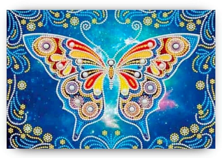 Diamond Painting Vlinder Blauw voorbeeldafbeelding van het volledige ontwerp