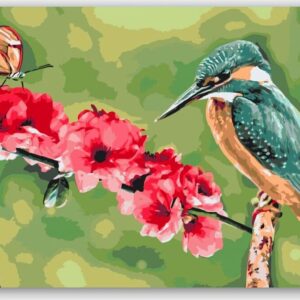 Diamond Painting Vlinder en ijsvogel voorbeeldafbeelding van het volledige ontwerp