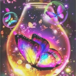Diamond Painting Vlinder in het licht voorbeeldafbeelding van het volledige ontwerp