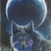 Diamond Painting Volle Maan Wolf voorbeeldafbeelding van het volledige ontwerp