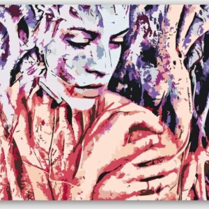 Diamond Painting Vrouw tussen de boomwortels voorbeeldafbeelding van het volledige ontwerp