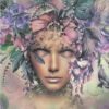 Diamond Painting Vrouwen met bloem en vogel voorbeeldafbeelding van het volledige ontwerp