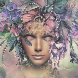 Diamond Painting Vrouwen met bloem en vogel voorbeeldafbeelding van het volledige ontwerp