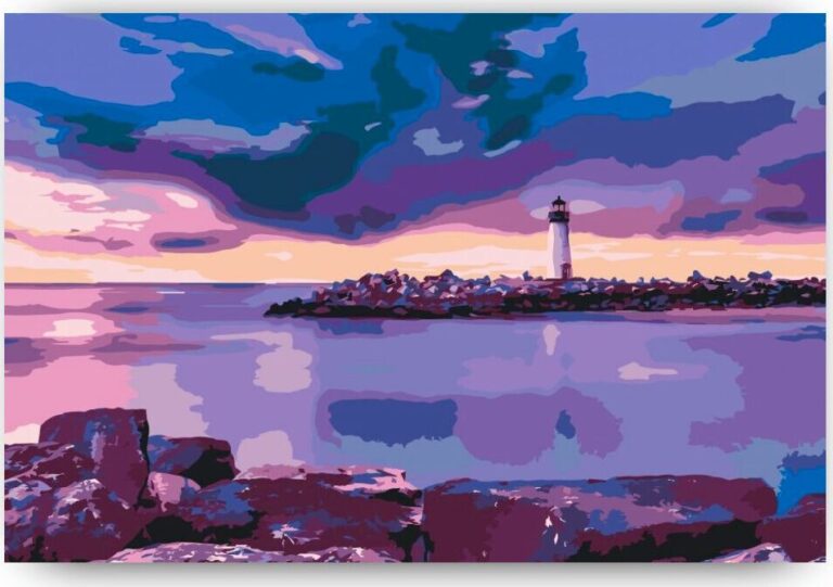 Diamond Painting Vuurtoren in Santa Cruz voorbeeldafbeelding van het volledige ontwerp
