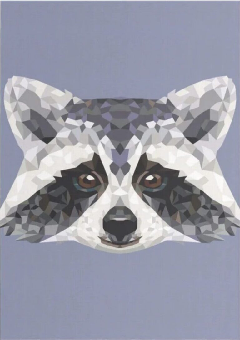 Diamond Painting Wasbeer polygoon voorbeeldafbeelding van het volledige ontwerp