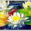 Diamond Painting Waterlelies rood en groen voorbeeldafbeelding van het volledige ontwerp