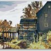 Diamond Painting Watermolen voorbeeldafbeelding van het volledige ontwerp