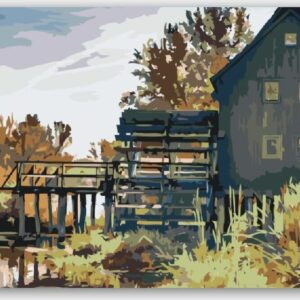 Diamond Painting Watermolen voorbeeldafbeelding van het volledige ontwerp